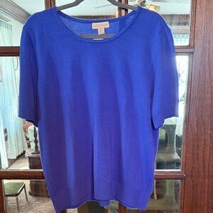 Appleseeds Womens XL Royal Blue Short Sleeve Knit Crew Neck Sweater Top ARC1122